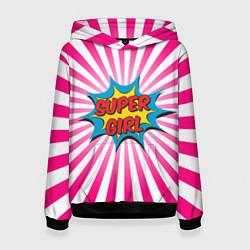 Толстовка-худи женская Super Girl, цвет: 3D-черный