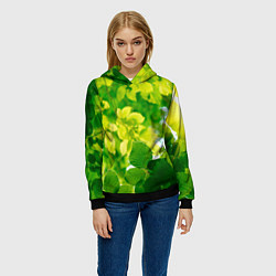 Толстовка-худи женская Листья, цвет: 3D-черный — фото 2