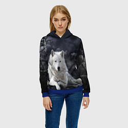 Толстовка-худи женская БЕЛЫЙ ВОЛК D, цвет: 3D-синий — фото 2