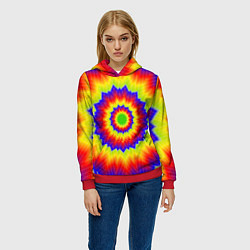 Толстовка-худи женская Tie-Dye, цвет: 3D-красный — фото 2