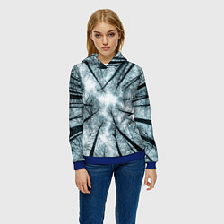 Толстовка-худи женская Деревья вид снизу мрачный, цвет: 3D-синий — фото 2