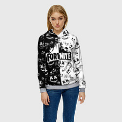 Толстовка-худи женская FORTNITE MARSHMELLO, цвет: 3D-меланж — фото 2