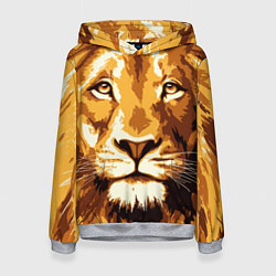 Толстовка-худи женская Взгляд льва, цвет: 3D-меланж