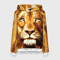 Толстовка-худи женская Взгляд льва, цвет: 3D-белый