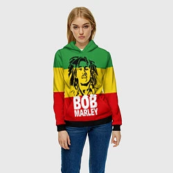 Толстовка-худи женская Bob Marley, цвет: 3D-черный — фото 2