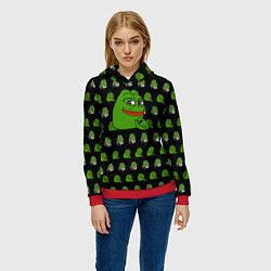 Толстовка-худи женская Frog Pepe, цвет: 3D-красный — фото 2