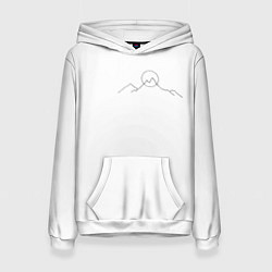 Толстовка-худи женская Минимализм силуэт горы, цвет: 3D-белый
