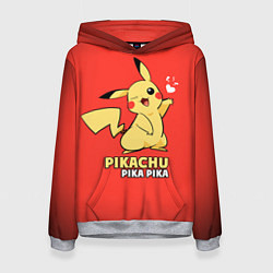 Толстовка-худи женская Pikachu Pika Pika, цвет: 3D-меланж