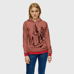 Толстовка-худи женская Бог Шива, цвет: 3D-красный — фото 2