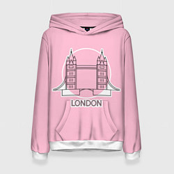 Толстовка-худи женская Лондон London Tower bridge, цвет: 3D-белый