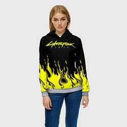 Толстовка-худи женская CYBERPUNK 2077, цвет: 3D-меланж — фото 2