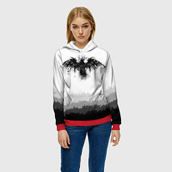 Толстовка-худи женская ЧЁРНЫЙ ВОРОН, цвет: 3D-красный — фото 2