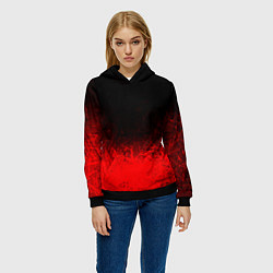 Толстовка-худи женская КРАСНО-ЧЕРНЫЙ ГРАДИЕНТ, цвет: 3D-черный — фото 2