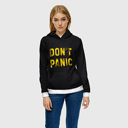 Толстовка-худи женская DONT PANIC, цвет: 3D-белый — фото 2