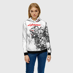 Толстовка-худи женская CYBERPUNK 2077, цвет: 3D-черный — фото 2