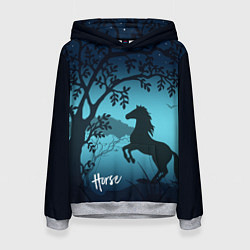 Толстовка-худи женская Конь, цвет: 3D-меланж