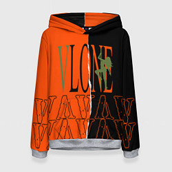 Толстовка-худи женская V lone orange dark logo, цвет: 3D-меланж