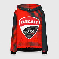 Толстовка-худи женская Ducati Corse logo, цвет: 3D-черный