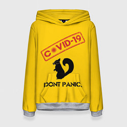 Толстовка-худи женская Dont Panic covid-19, цвет: 3D-меланж