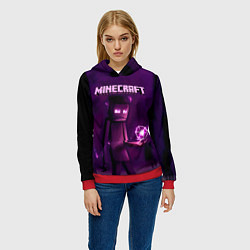 Толстовка-худи женская Minecraft Слендермен, цвет: 3D-красный — фото 2