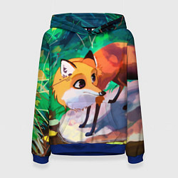 Толстовка-худи женская Лисичка, цвет: 3D-синий