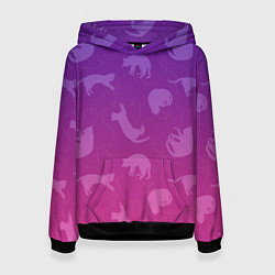 Толстовка-худи женская Котятки, цвет: 3D-черный