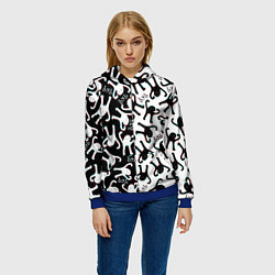 Толстовка-худи женская МЕМ КОТ ЪУЪ СЪУКА, цвет: 3D-синий — фото 2