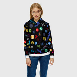 Толстовка-худи женская BITCOIN PATTERN БИТКОИН Z, цвет: 3D-белый — фото 2