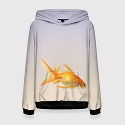 Толстовка-худи женская Золотая рыбка, цвет: 3D-черный