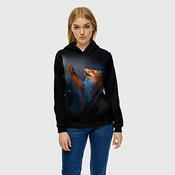 Толстовка-худи женская Лиса и огонек, цвет: 3D-черный — фото 2