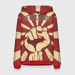 Толстовка-худи женская Революция, цвет: 3D-красный