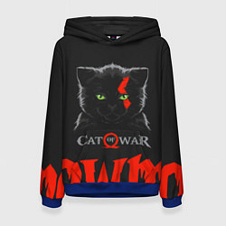 Толстовка-худи женская Cat of war, цвет: 3D-синий