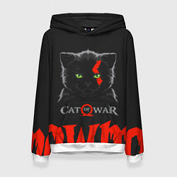 Толстовка-худи женская Cat of war, цвет: 3D-белый