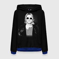 Толстовка-худи женская Курт Кобейн в Очках Nirvana, цвет: 3D-синий
