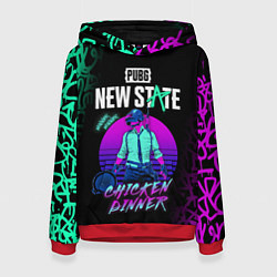 Толстовка-худи женская PUBG NEW STATE ПАБГ НЕОН, цвет: 3D-красный
