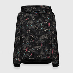 Толстовка-худи женская Волки Wolwes, цвет: 3D-черный