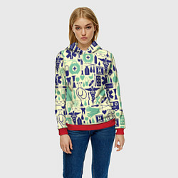 Толстовка-худи женская Медицина Паттерн Z, цвет: 3D-красный — фото 2