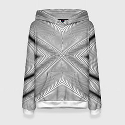 Толстовка-худи женская Линии иллюзия, цвет: 3D-белый