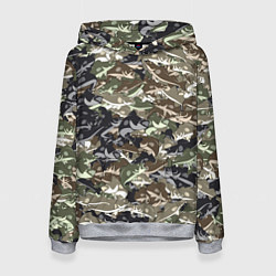 Толстовка-худи женская Камуфляж для рыбака, цвет: 3D-меланж