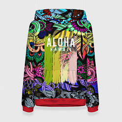 Толстовка-худи женская АЛОХА ГАВАЙИ ALOHA HAWAII, цвет: 3D-красный