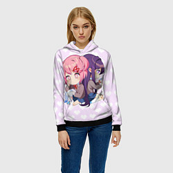 Толстовка-худи женская Chibi Natsuki and Yuri, цвет: 3D-черный — фото 2