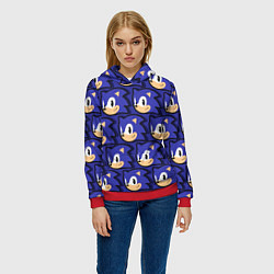 Толстовка-худи женская Sonic pattern, цвет: 3D-красный — фото 2