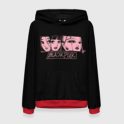 Толстовка-худи женская Black Pink Art, цвет: 3D-красный