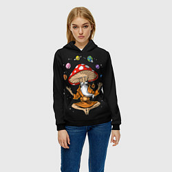 Толстовка-худи женская Космический Гриб Волшебник, цвет: 3D-черный — фото 2