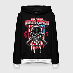 Толстовка-худи женская 5FDP Five Finger Death Punch, цвет: 3D-белый