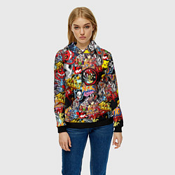 Толстовка-худи женская Логотипы Аниме Мультиков, цвет: 3D-черный — фото 2