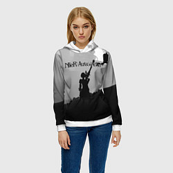 Толстовка-худи женская Nier Automata Z, цвет: 3D-белый — фото 2