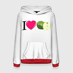 Толстовка-худи женская I LOVE APPLE, цвет: 3D-красный