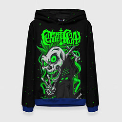 Толстовка-худи женская Сектор Газа кислотно зеленый, цвет: 3D-синий