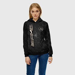 Толстовка-худи женская MERCEDES LOGO BRONZE, цвет: 3D-черный — фото 2